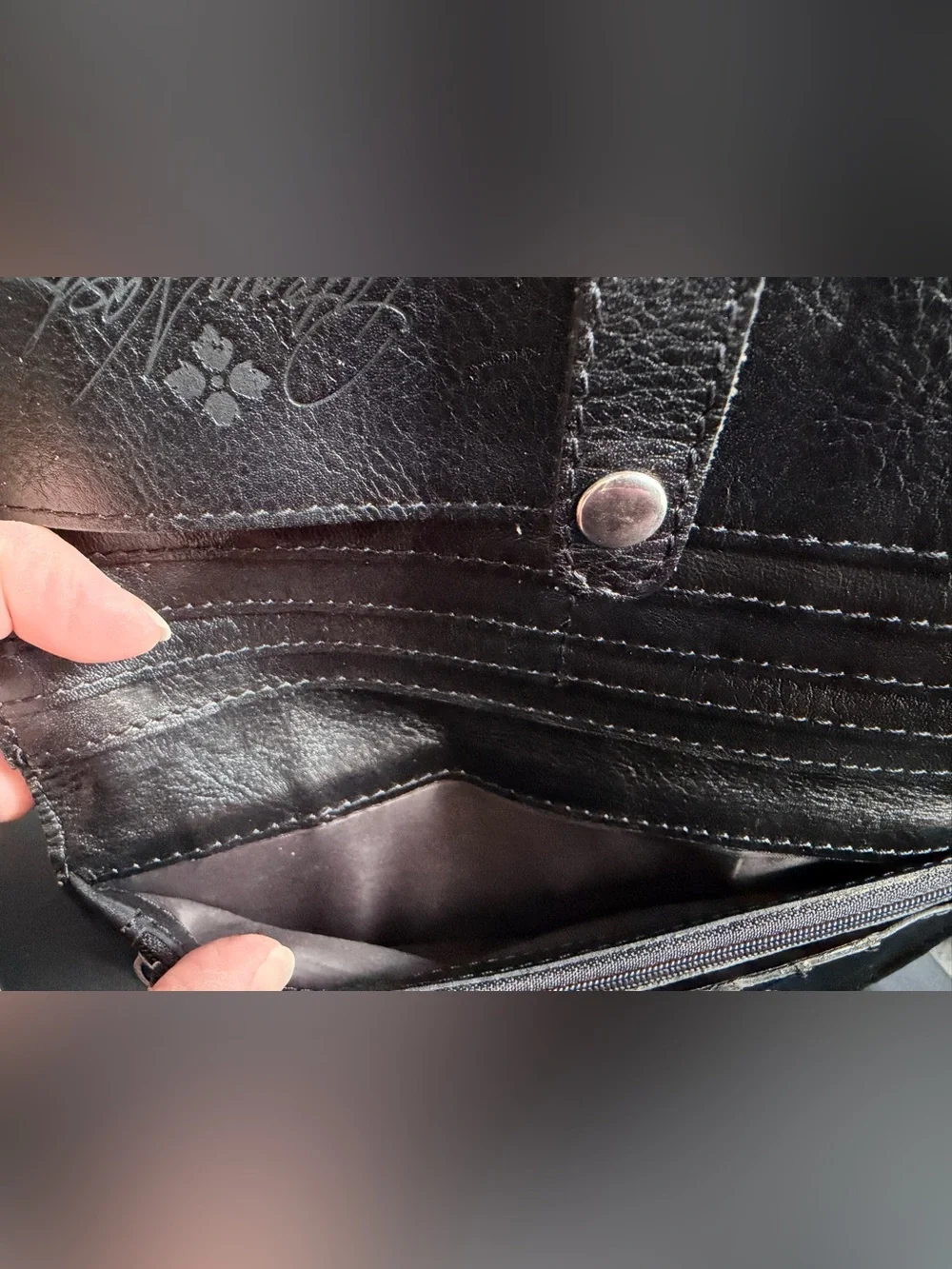 Patricia Nash Black Leather Wristlet Wallet